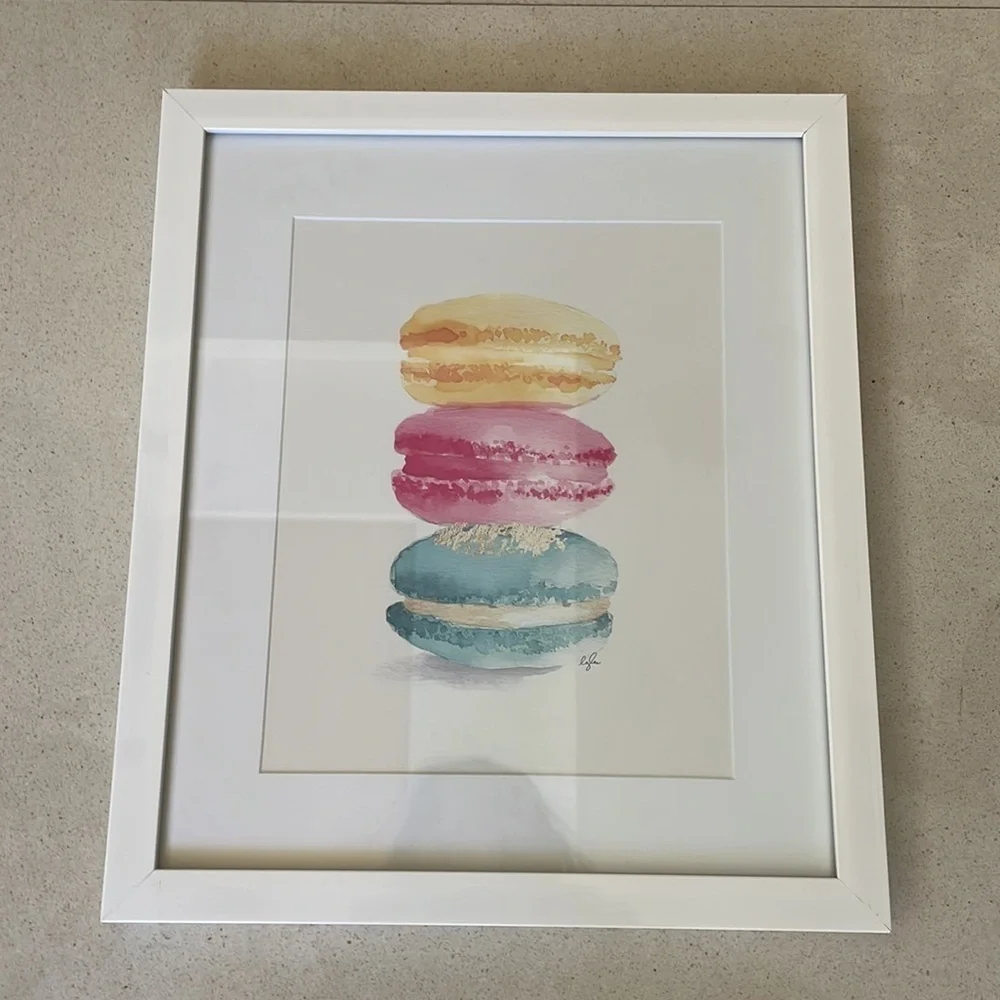 Gently Used Macaron Wall Art in Frame! Ready to Hang!